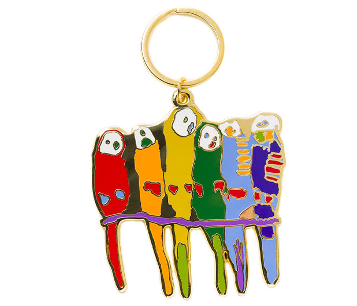 Karen Barnes Six Birds Enamel Keyring