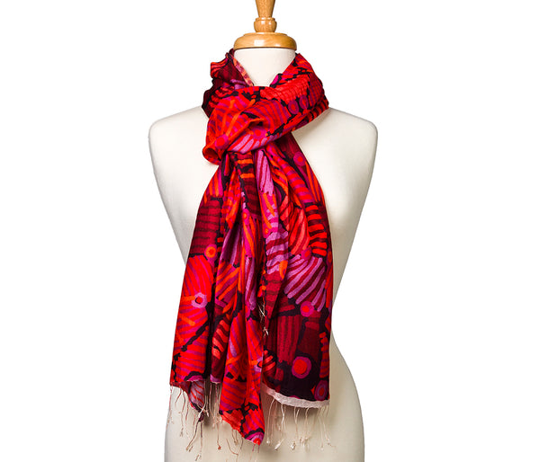 Aboriginal Art Silk Scarf - Warlukurlangu Artists - Alperstein Designs